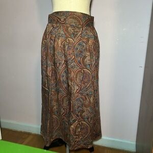 Vintage 80's Paisley Floral Print Full Length Skirt 20W Full Length